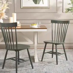 Kirklands Home Dark Parker Spindle Dining Chairs, Set of 2 Green New