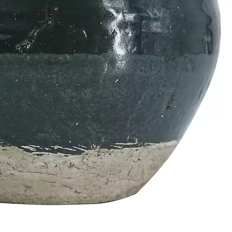Vases>Kirklands Home Dark Two-Tone Round Vase Green