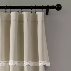 Kirklands Home Dark Linen Lace Curtain Panel Set, 84 in. Tan Sale