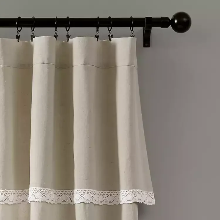 Kirklands Home Dark Linen Lace Curtain Panel Set, 84 in. Tan Sale
