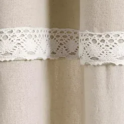 Kirklands Home Dark Linen Lace Curtain Panel Set, 84 in. Tan Sale