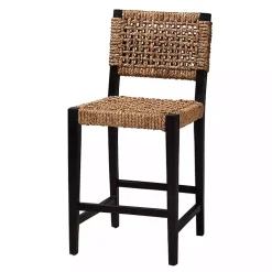Kirklands Home Dark Mahogany Lattice Counter Stool Brown New