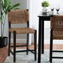 Kirklands Home Dark Mahogany Lattice Counter Stool Brown New