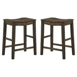 Kirklands Home Dark Oak Wood Whitcombe Counter Stools, Set of 2 Brown Best