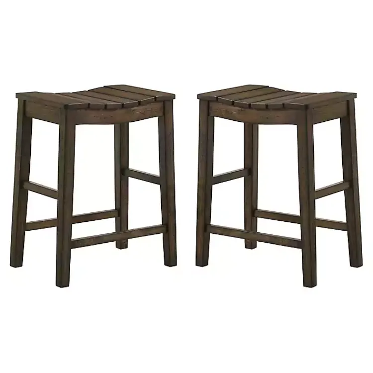 Kirklands Home Dark Oak Wood Whitcombe Counter Stools, Set of 2 Brown Best