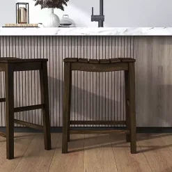 Kirklands Home Dark Oak Wood Whitcombe Counter Stools, Set of 2 Brown Best