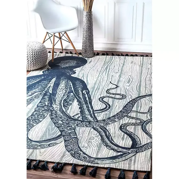 Kirklands Home Dark Octopus Thomas Paul Area Rug, 5x8 Blue Clearance