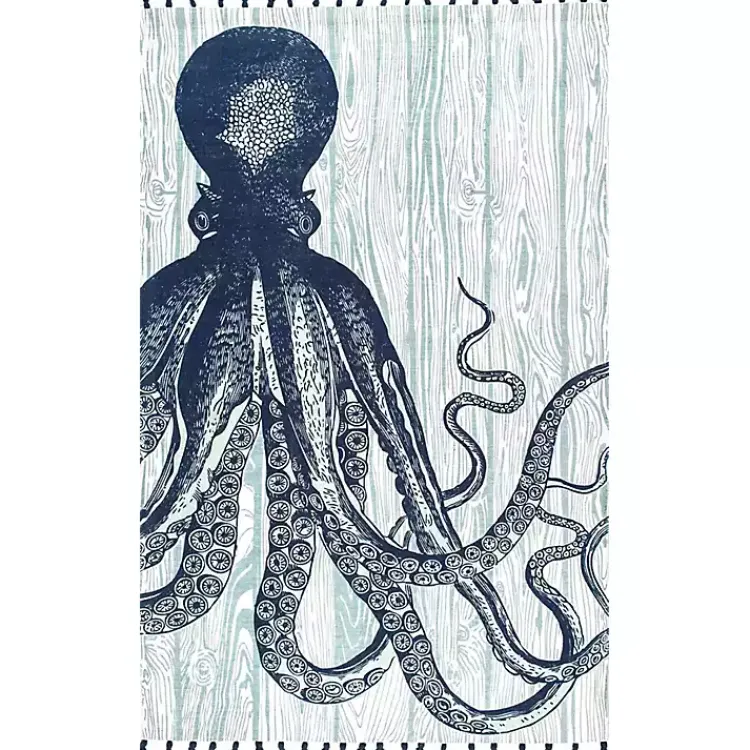 Kirklands Home Dark Octopus Thomas Paul Area Rug, 5x8 Blue Clearance