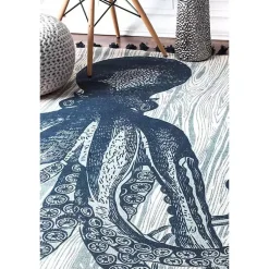 Kirklands Home Dark Octopus Thomas Paul Area Rug, 5x8 Blue Clearance