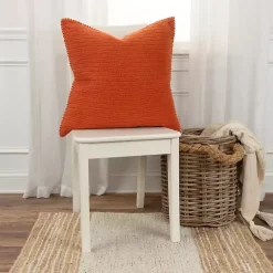 Pillows>Kirklands Home Dark Subtle Striped Oversized Pillow Orange