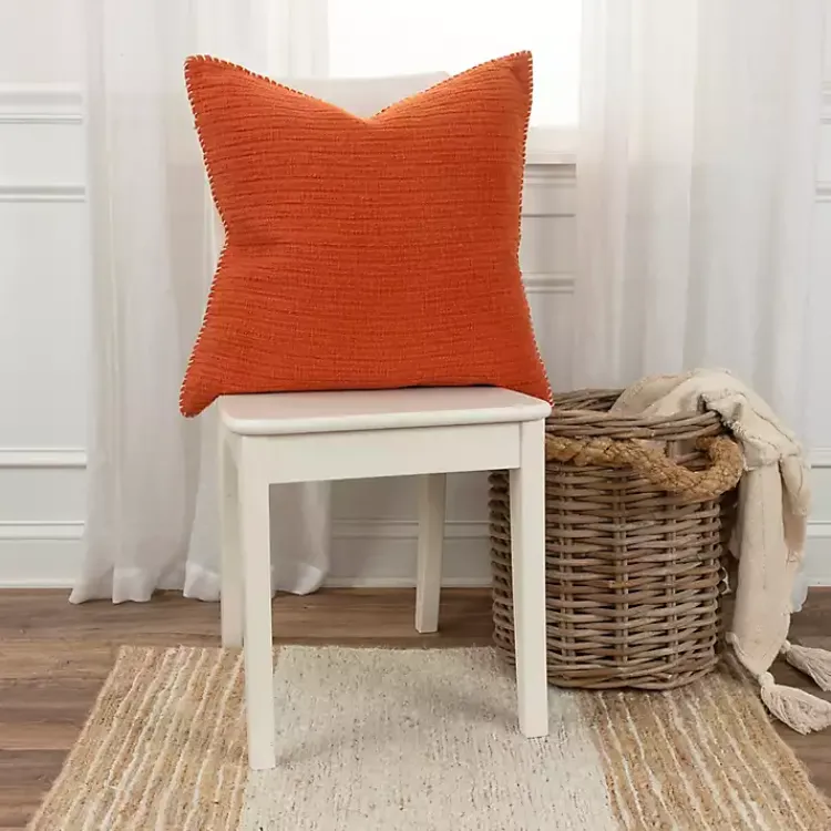 Pillows>Kirklands Home Dark Subtle Striped Oversized Pillow Orange