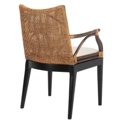 Kirklands Home Dark Rattan and Mahogany Gianni Accent Chair Brown