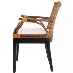 Kirklands Home Dark Rattan and Mahogany Gianni Accent Chair Brown