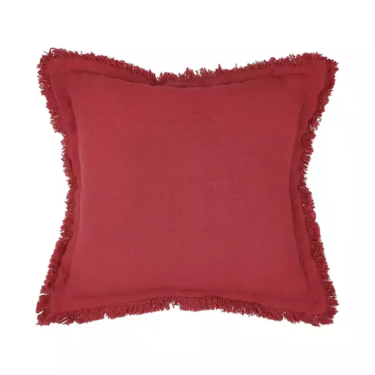 Pillows>Kirklands Home Dark Woven Fringe Edge Pillow Red
