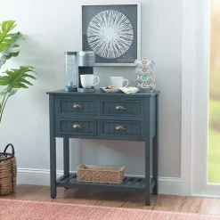 Kirklands Home Dark Teal Beadboard Console Table Blue