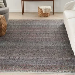 Kirklands Home Dark Vintage Floral Washable Area Rug, 5x7 Gray