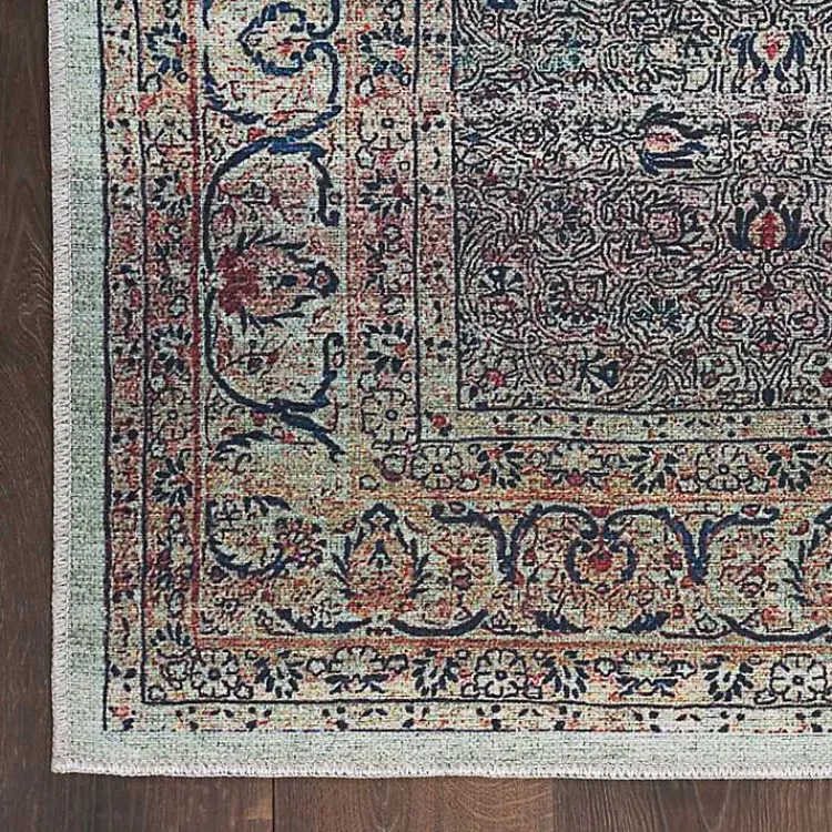 Kirklands Home Dark Vintage Floral Washable Area Rug, 5x7 Gray