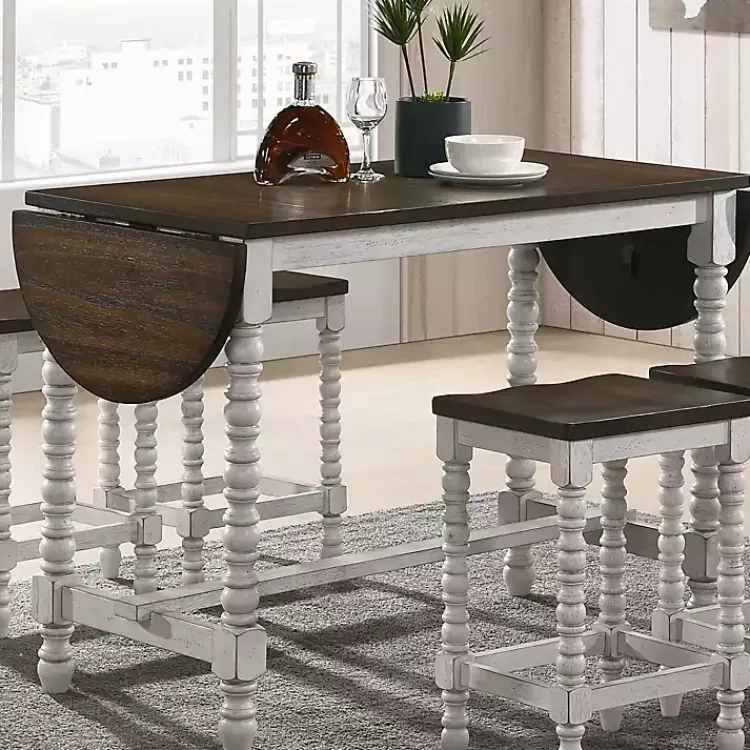Kirklands Home Dark Walnut & White Wood Ema Counter Height Table Brown Clearance