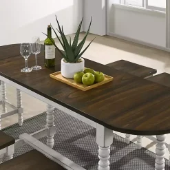 Kirklands Home Dark Walnut & White Wood Ema Counter Height Table Brown Clearance