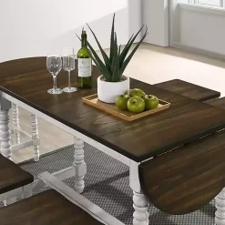 Kirklands Home Dark Walnut & White Wood Ema Counter Height Table Brown Clearance
