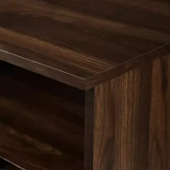 Kirklands Home Dark Walnut Angled Door Wooden Sideboard Cabinet Brown Outlet