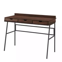 Kirklands Home Dark Walnut Angled 3-Drawer Desk Discount