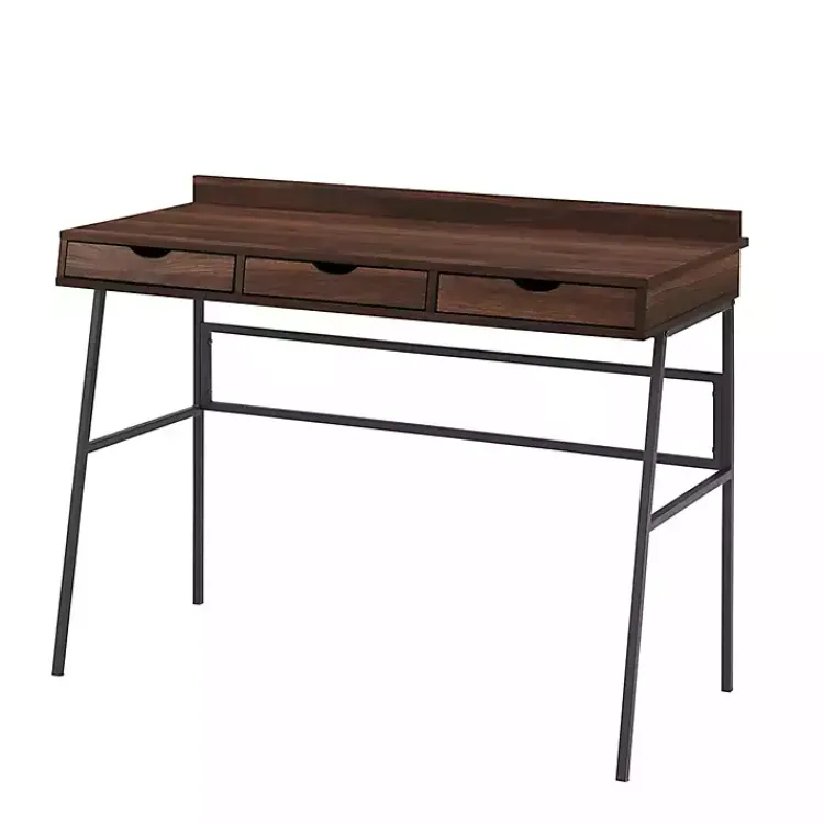 Kirklands Home Dark Walnut Angled 3-Drawer Desk Discount
