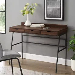 Kirklands Home Dark Walnut Angled 3-Drawer Desk Discount