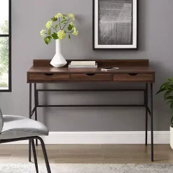 Kirklands Home Dark Walnut Angled 3-Drawer Desk Discount