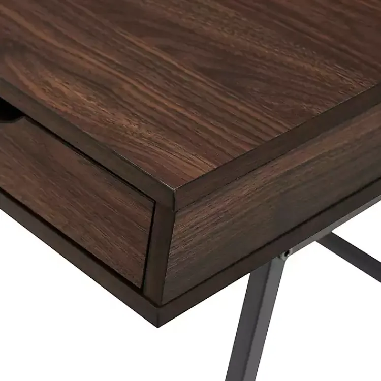 Kirklands Home Dark Walnut Angled 3-Drawer Desk Discount