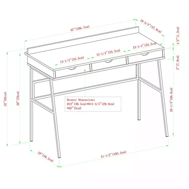 Kirklands Home Dark Walnut Angled 3-Drawer Desk Discount