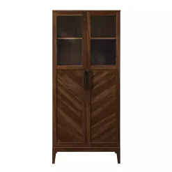 Kirklands Home Dark Walnut Chevron Wooden Storage Cabinet Brown Discount