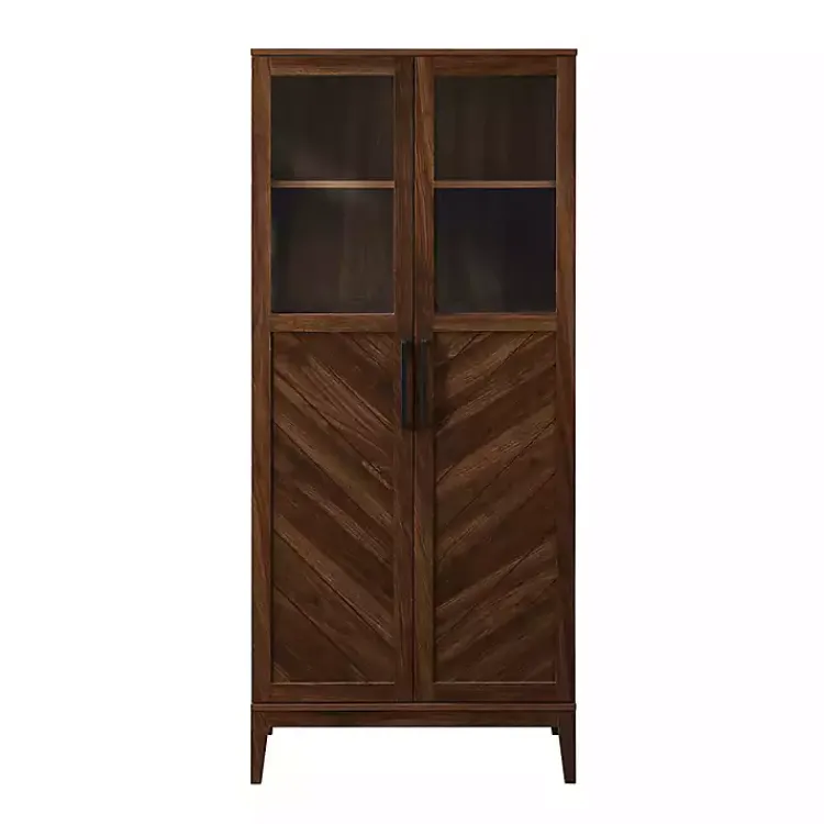 Kirklands Home Dark Walnut Chevron Wooden Storage Cabinet Brown Discount