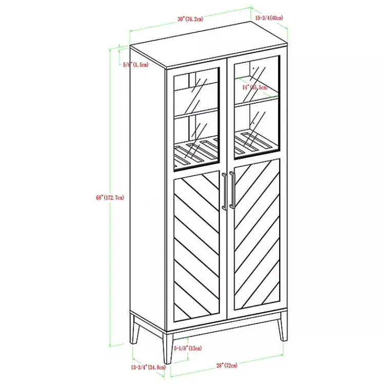 Kirklands Home Dark Walnut Chevron Wooden Storage Cabinet Brown Discount