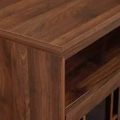 Kirklands Home Dark Walnut Glass Door Classic TV Stand Brown Outlet