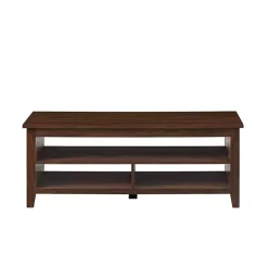 Kirklands Home Dark Walnut Grooved Side Panel Coffee Table Brown Outlet