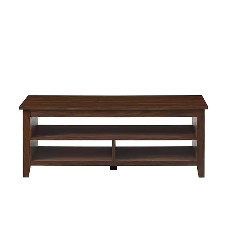 Kirklands Home Dark Walnut Grooved Side Panel Coffee Table Brown Outlet