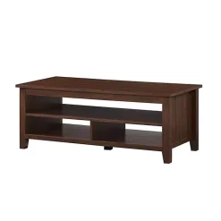 Kirklands Home Dark Walnut Grooved Side Panel Coffee Table Brown Outlet