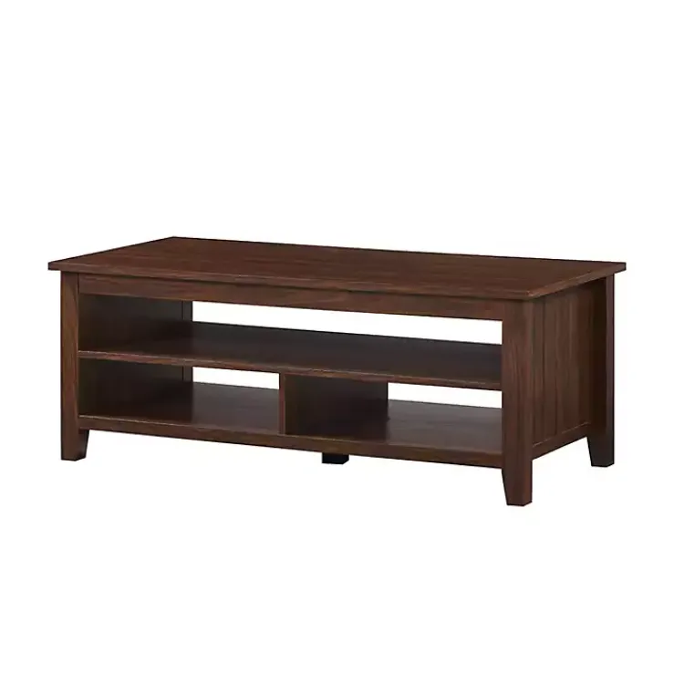 Kirklands Home Dark Walnut Grooved Side Panel Coffee Table Brown Outlet