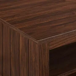 Kirklands Home Dark Walnut Grooved Side Panel Coffee Table Brown Outlet