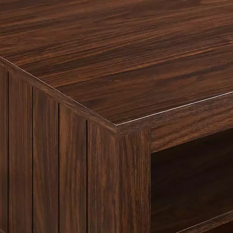 Kirklands Home Dark Walnut Grooved Side Panel Coffee Table Brown Outlet