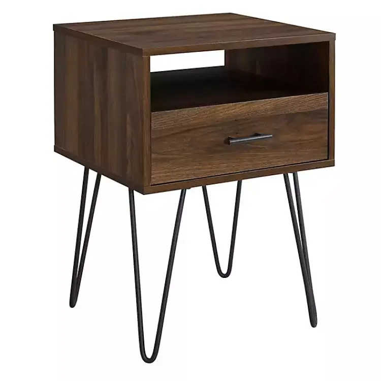 Kirklands Home Dark Walnut Modern Farmhouse Side Table Brown
