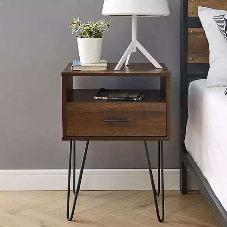 Kirklands Home Dark Walnut Modern Farmhouse Side Table Brown