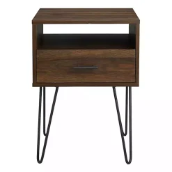 Kirklands Home Dark Walnut Modern Farmhouse Side Table Brown