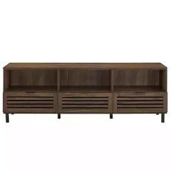 Kirklands Home Dark Walnut Rustic Slat Door TV Stand, 70 in. Brown