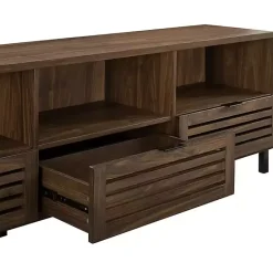 Kirklands Home Dark Walnut Rustic Slat Door TV Stand, 70 in. Brown