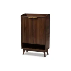 Kirklands Home Dark Walnut 5-Shelf Wooden Shoe Cabinet Brown
