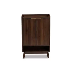 Kirklands Home Dark Walnut 5-Shelf Wooden Shoe Cabinet Brown