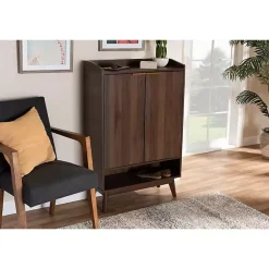 Kirklands Home Dark Walnut 5-Shelf Wooden Shoe Cabinet Brown