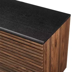 Kirklands Home Dark Walnut Slatted 4-Drawer Cabinet Brown